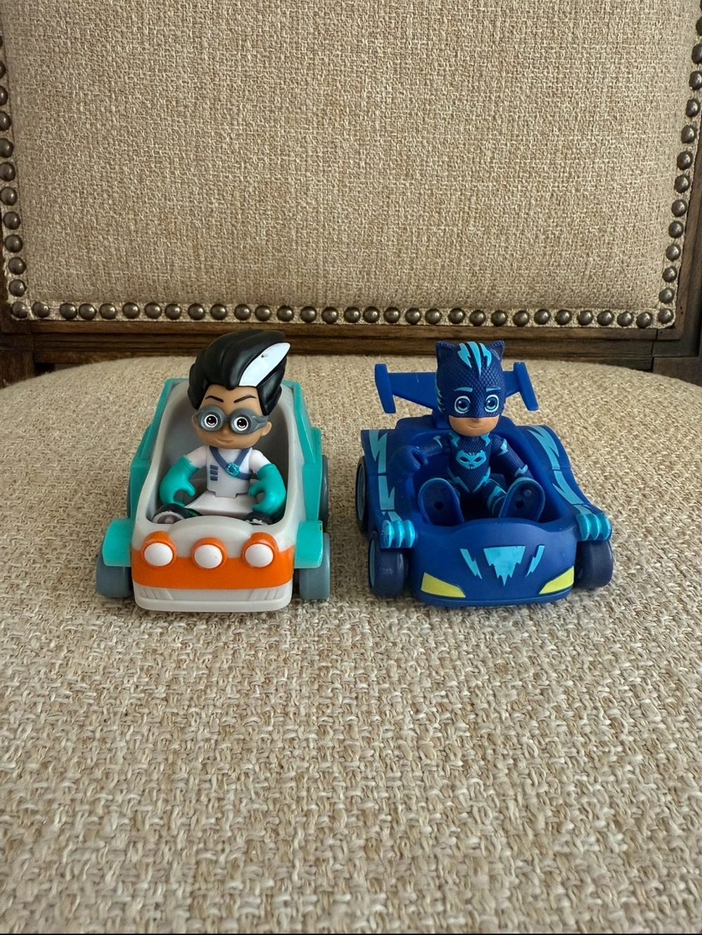 PJ Masks Disney Junior Catboy and Romeo action figures with matching cars
